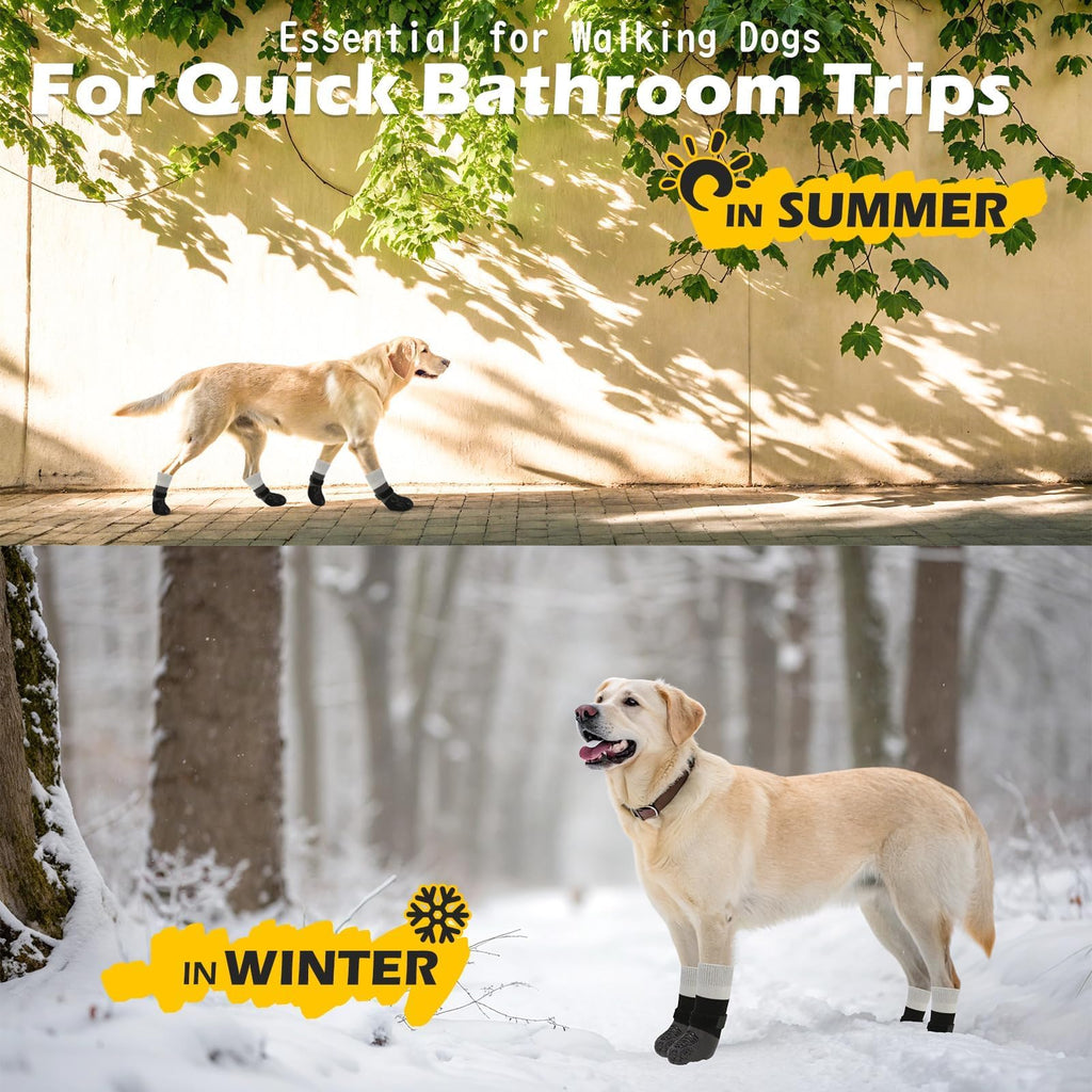 EXPAWLORER Large Black Dog Socks – Anti-Slip Paw Protectors with Grippers for Hot Pavement and Hardwood Floors