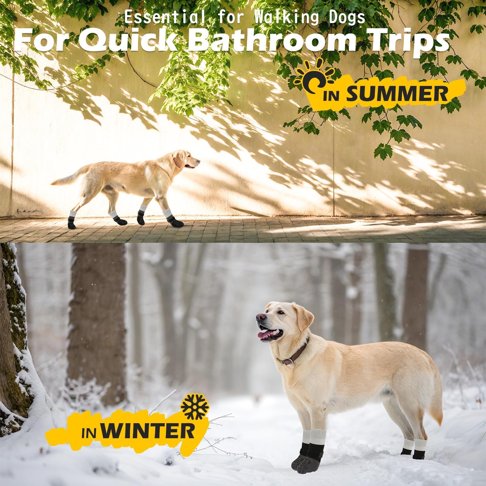 EXPAWLORER Large Black Dog Socks – Anti-Slip Paw Protectors with Grippers for Hot Pavement and Hardwood Floors