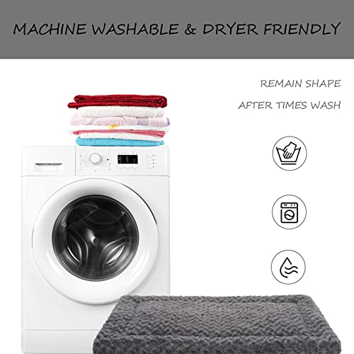 Exsnugy Washable Dog Crate Pad 30x19 Inch Gray – Plush Machine Washable Pet Bed Mat for Medium Dogs
