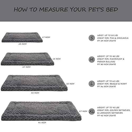Exsnugy Washable Dog Crate Pad 30x19 Inch Gray – Plush Machine Washable Pet Bed Mat for Medium Dogs