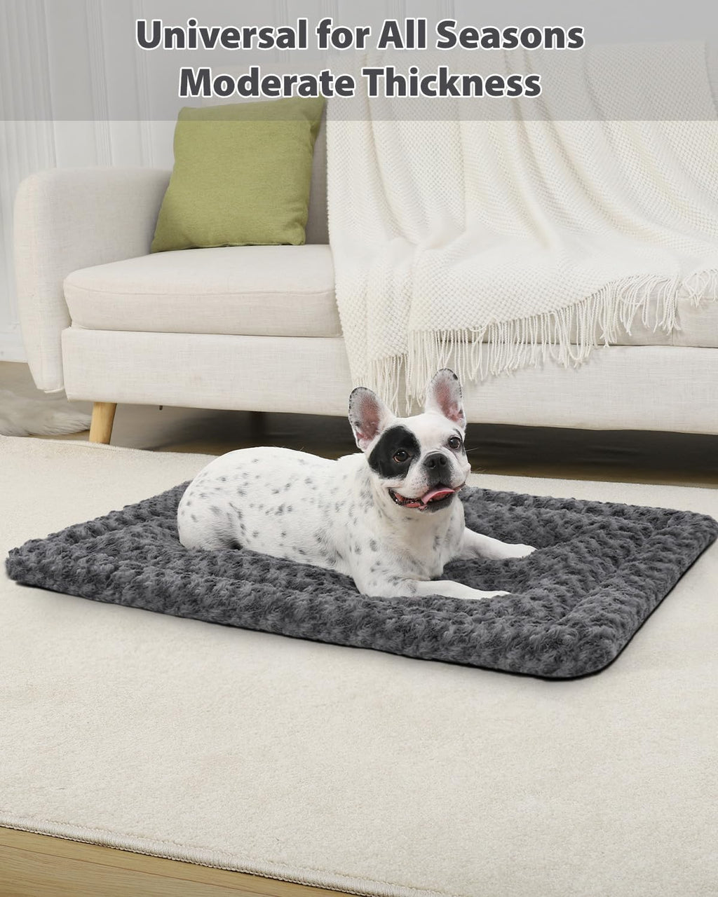 Exsnugy Washable Dog Crate Pad 30x19 Inch Gray – Plush Machine Washable Pet Bed Mat for Medium Dogs