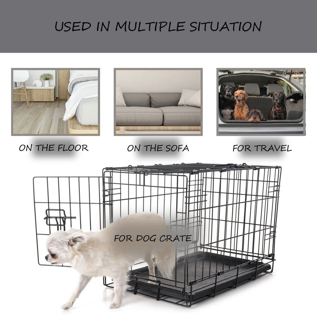 Exsnugy Washable Dog Crate Pad 30x19 Inch Gray – Plush Machine Washable Pet Bed Mat for Medium Dogs