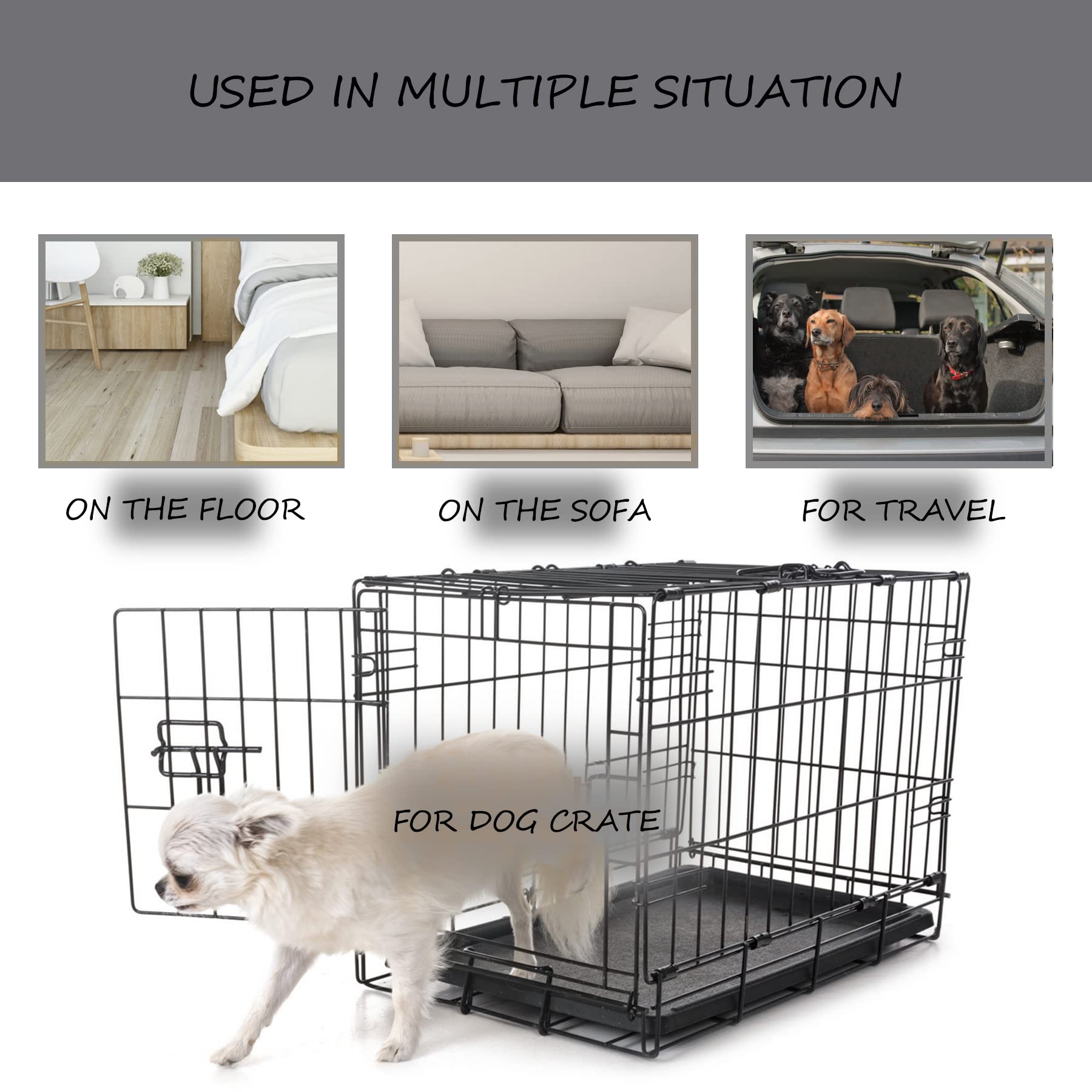 Exsnugy Washable Dog Crate Pad 30x19 Inch Gray – Plush Machine Washable Pet Bed Mat for Medium Dogs