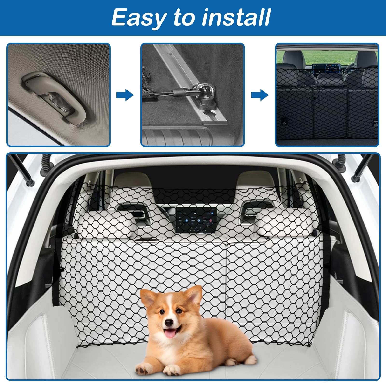 Extra Large Dog Car Barrier Net – 47.2x27.5 Inch PET Divider for Trucks, SUVs, Sedans