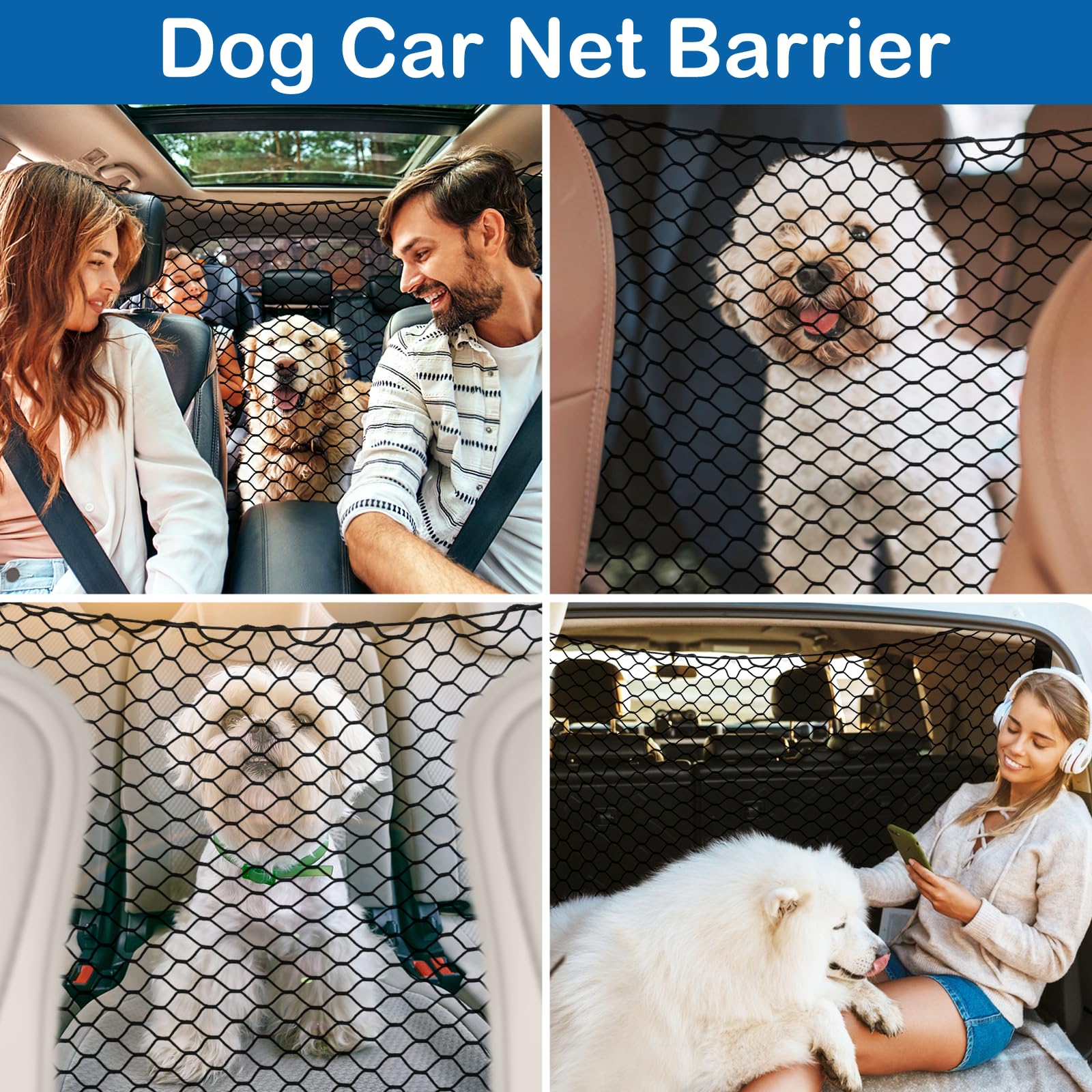 Extra Large Dog Car Barrier Net – 47.2x27.5 Inch PET Divider for Trucks, SUVs, Sedans