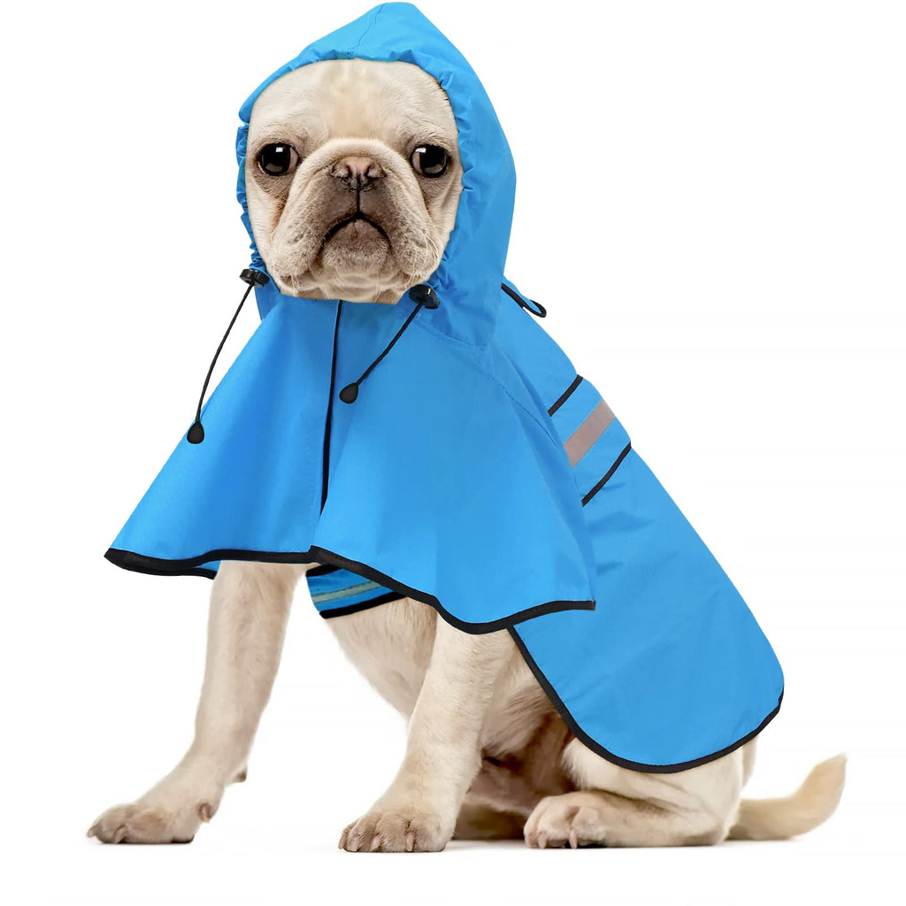 Ezierfy Waterproof Reflective Dog Rain Coat – Lightweight, Adjustable, and Safe for Night Walks (Blue, Medium)