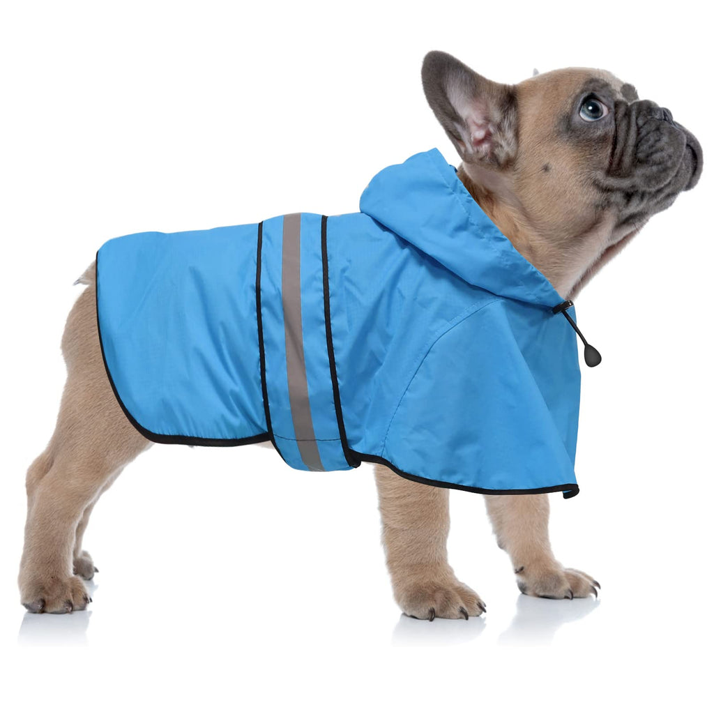 Ezierfy Waterproof Reflective Dog Rain Coat – Lightweight, Adjustable, and Safe for Night Walks (Blue, Medium)