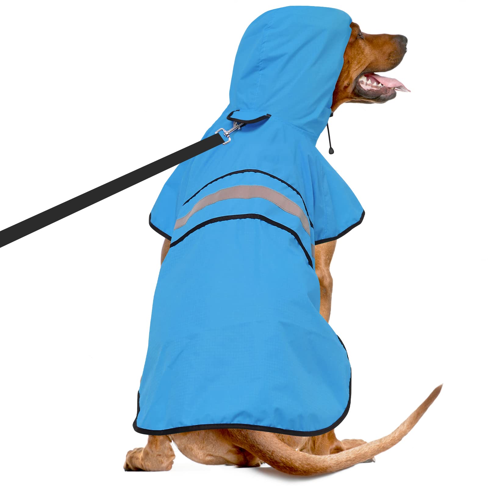 Ezierfy Waterproof Reflective Dog Rain Coat – Lightweight, Adjustable, and Safe for Night Walks (Blue, Medium)