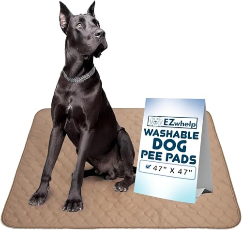 EZwhelp 47" x 47" Washable Dog Pee Pad - Reusable Waterproof Training Pad for Pets, Coffee Brown, Polyester, Machine Washable