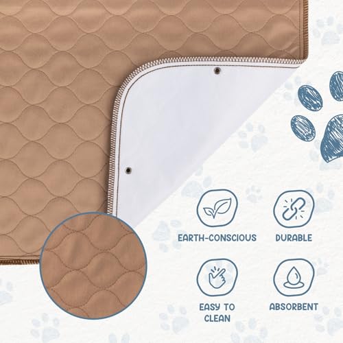 EZwhelp 47" x 47" Washable Dog Pee Pad - Reusable Waterproof Training Pad for Pets, Coffee Brown, Polyester, Machine Washable