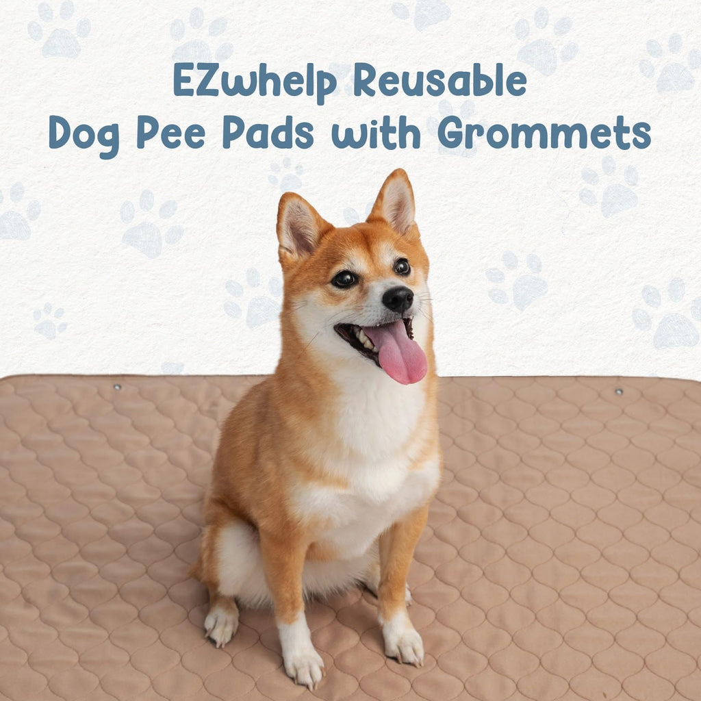 EZwhelp 47" x 47" Washable Dog Pee Pad - Reusable Waterproof Training Pad for Pets, Coffee Brown, Polyester, Machine Washable
