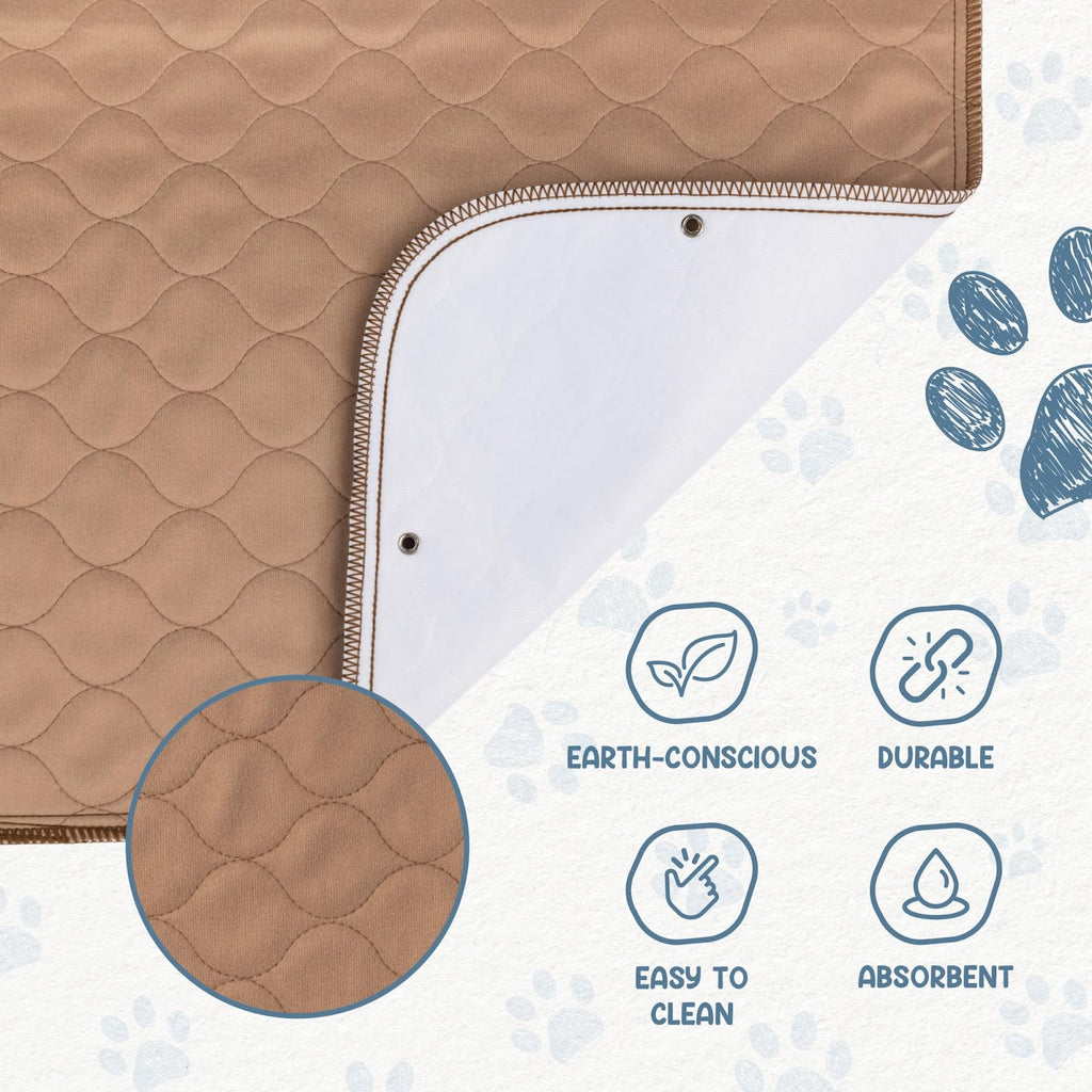 EZwhelp 47" x 47" Washable Dog Pee Pad - Reusable Waterproof Training Pad for Pets, Coffee Brown, Polyester, Machine Washable