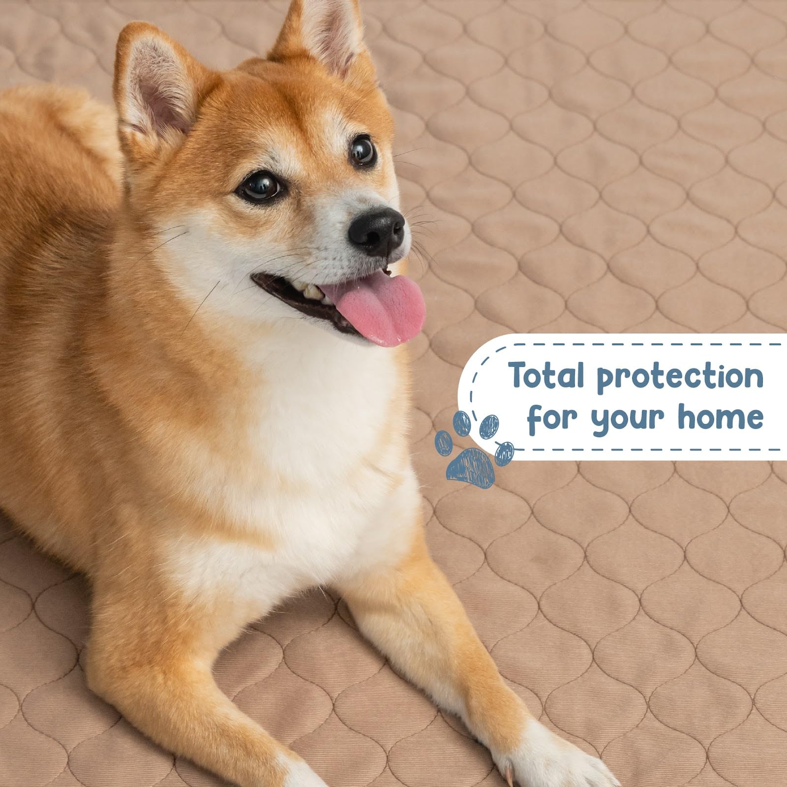EZwhelp 47" x 47" Washable Dog Pee Pad - Reusable Waterproof Training Pad for Pets, Coffee Brown, Polyester, Machine Washable