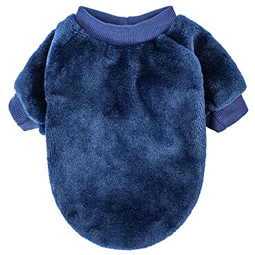 FabriCastle 3-Pack Dog Sweaters for Small Dogs & Cats – Ultra Soft Warm Pet Jackets in Grey, Blue, Dark Blue (XX-Small)