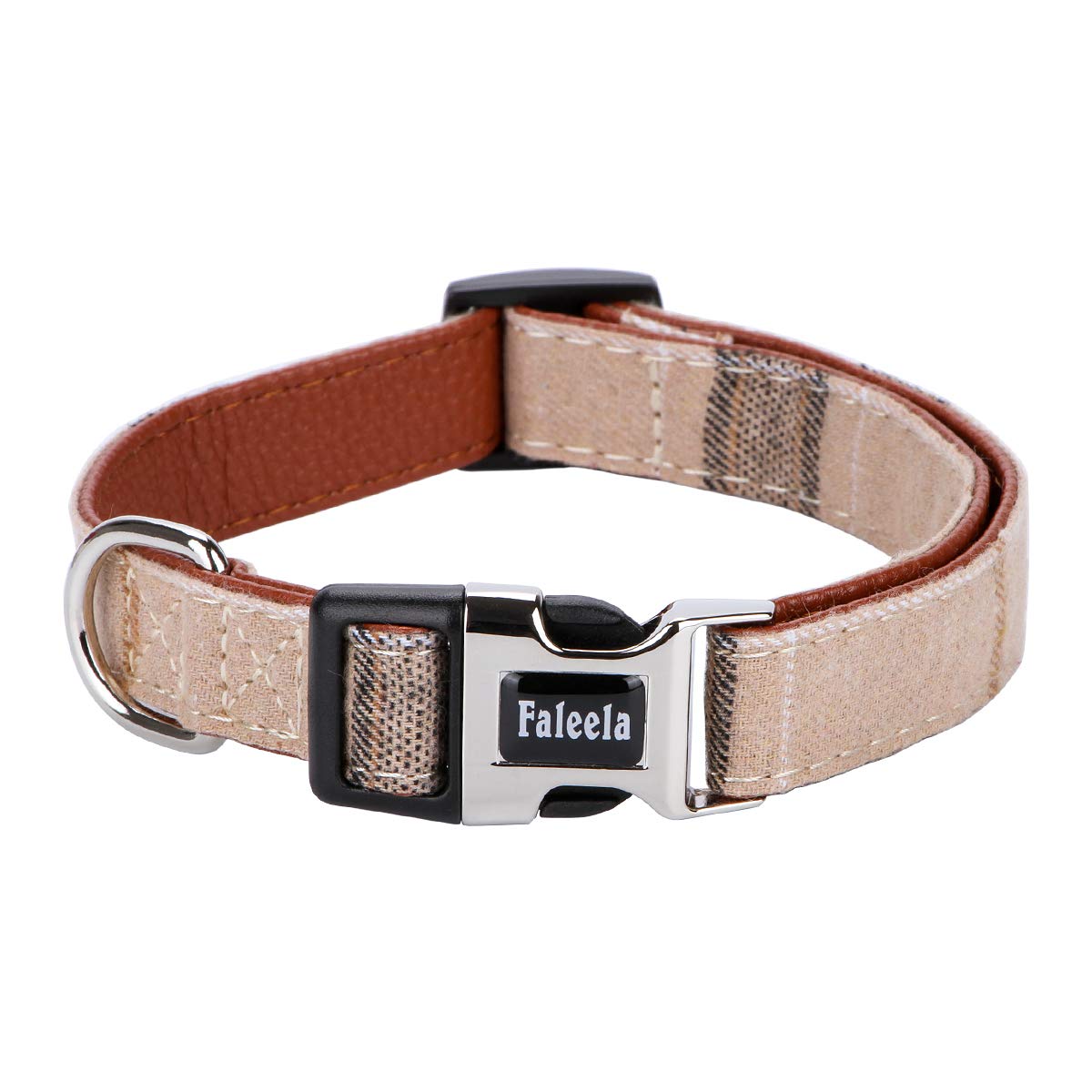 Faleela Adjustable Bowtie Dog Collar – Brown, Size M (13.5-18 inch Neck, 0.8 inch Wide)