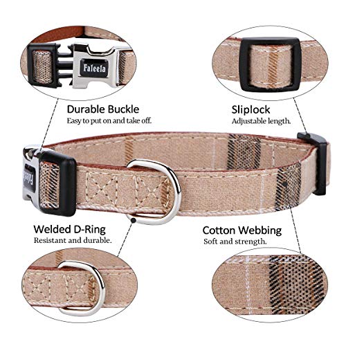 Faleela Adjustable Bowtie Dog Collar – Brown, Size M (13.5-18 inch Neck, 0.8 inch Wide)