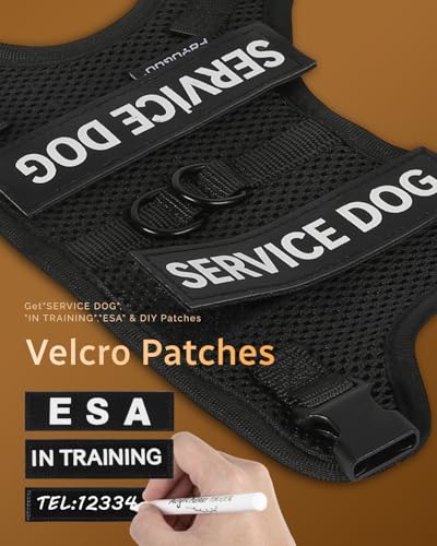FAYOGOO Service Dog Vest for Small Dogs - Black, Size S, Breathable Air Mesh with 6 Patches
