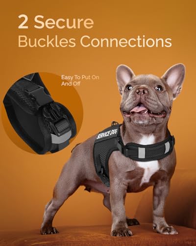 FAYOGOO Service Dog Vest for Small Dogs - Black, Size S, Breathable Air Mesh with 6 Patches