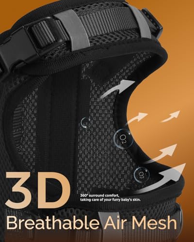 FAYOGOO Service Dog Vest for Small Dogs - Black, Size S, Breathable Air Mesh with 6 Patches