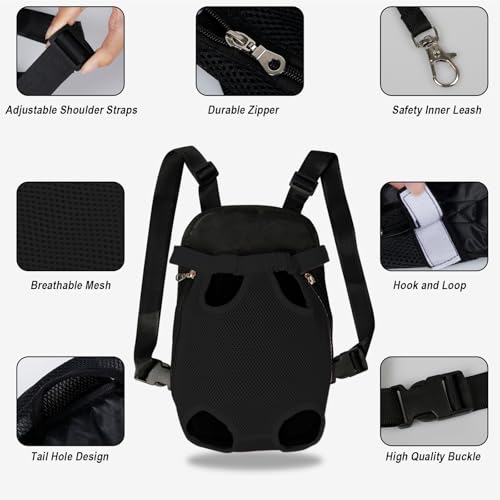 FEimaX Dog Carrier Backpack – Adjustable Pet Travel Bag for Small Dogs and Cats (Black)