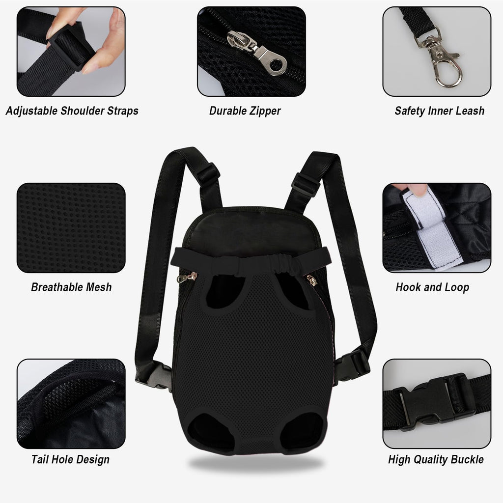 FEimaX Dog Carrier Backpack – Adjustable Pet Travel Bag for Small Dogs and Cats (Black)