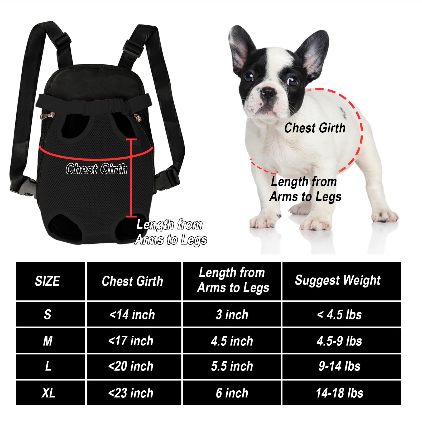 FEimaX Dog Carrier Backpack – Adjustable Pet Travel Bag for Small Dogs and Cats (Black)