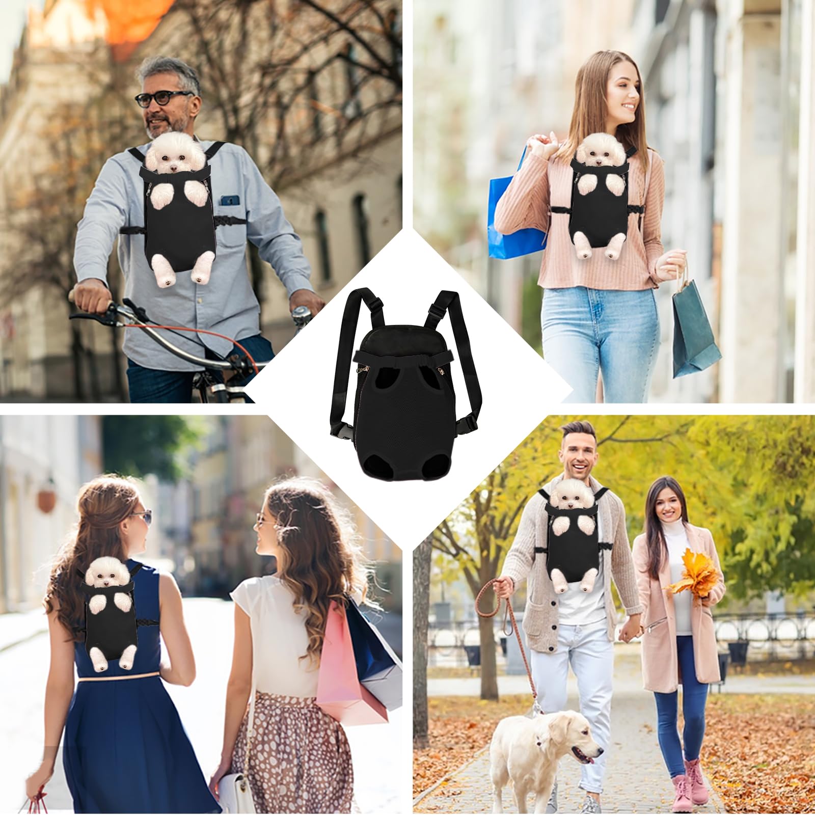 FEimaX Dog Carrier Backpack – Adjustable Pet Travel Bag for Small Dogs and Cats (Black)