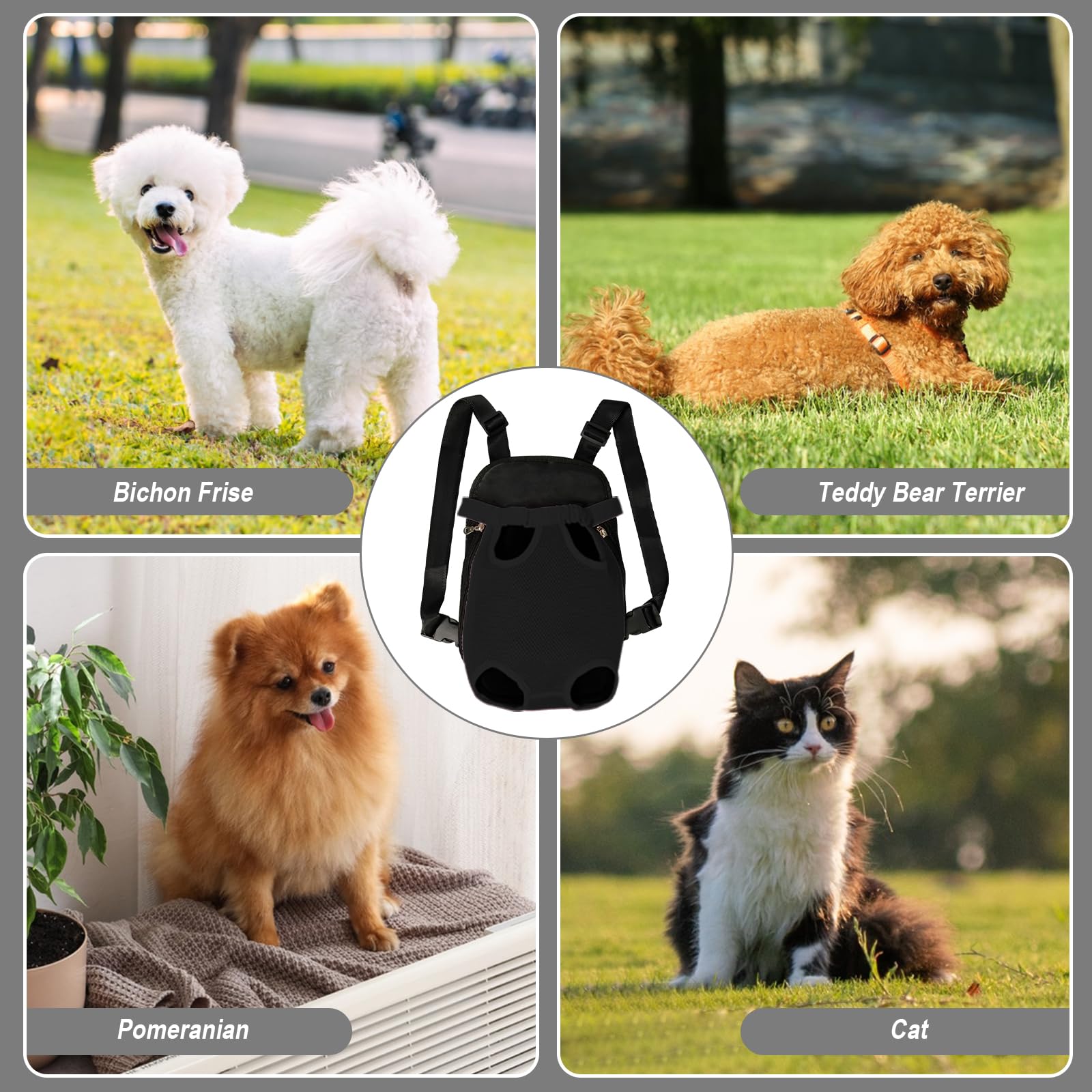 FEimaX Dog Carrier Backpack – Adjustable Pet Travel Bag for Small Dogs and Cats (Black)