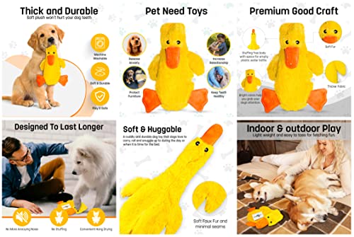 FGA MARKETPLACE Flat Plush Dog Toy No Stuffing No Squeak, 21 Inch Duck-Frog-Squirrel, for Small & Medium Dogs