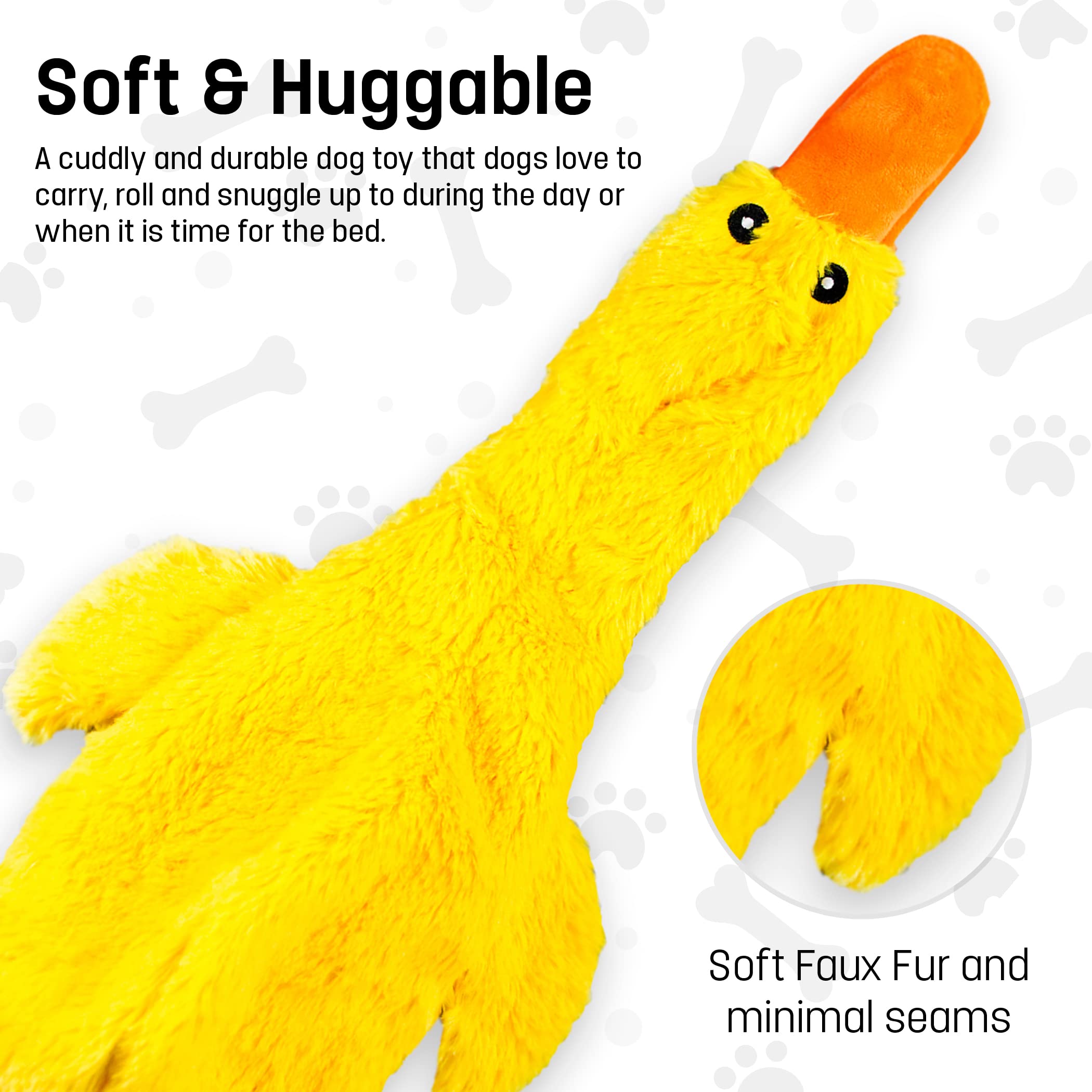FGA MARKETPLACE Flat Plush Dog Toy No Stuffing No Squeak, 21 Inch Duck-Frog-Squirrel, for Small & Medium Dogs