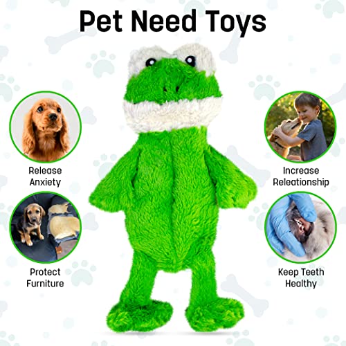 FGA MARKETPLACE Frog Flat No-Stuffing No-Squeak Plush Dog Toy, 21 Inches, for Small and Medium Dogs