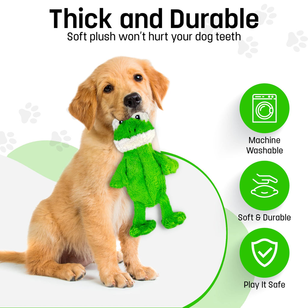 FGA MARKETPLACE Frog Flat No-Stuffing No-Squeak Plush Dog Toy, 21 Inches, for Small and Medium Dogs