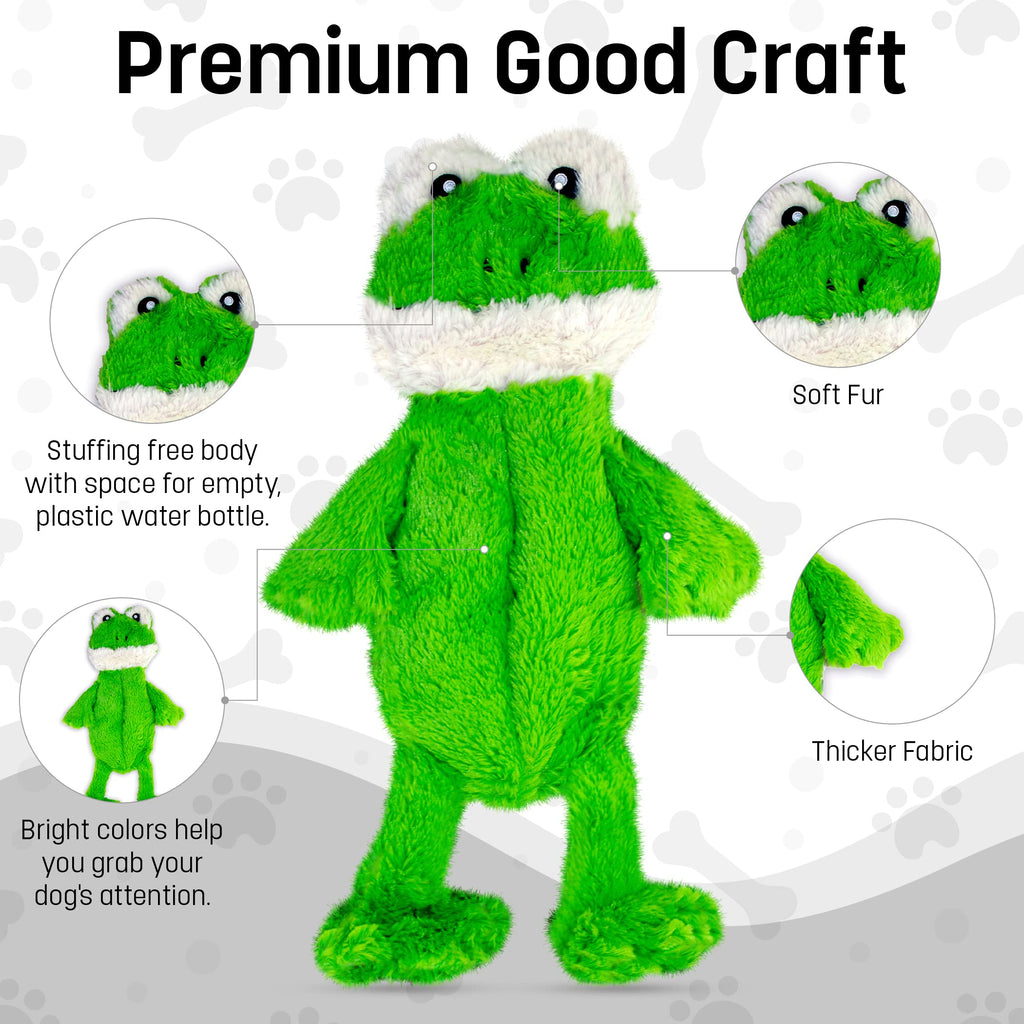 FGA MARKETPLACE Frog Flat No-Stuffing No-Squeak Plush Dog Toy, 21 Inches, for Small and Medium Dogs