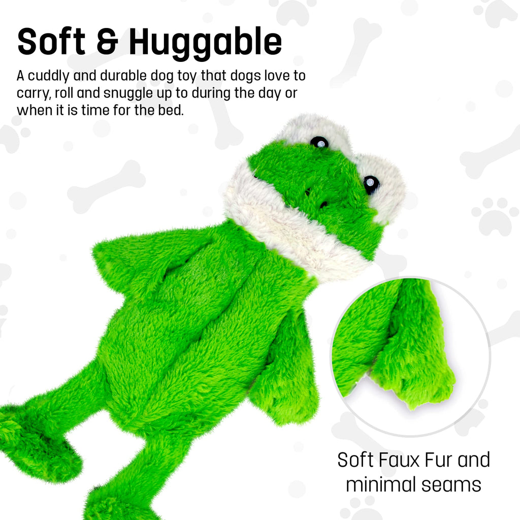FGA MARKETPLACE Frog Flat No-Stuffing No-Squeak Plush Dog Toy, 21 Inches, for Small and Medium Dogs