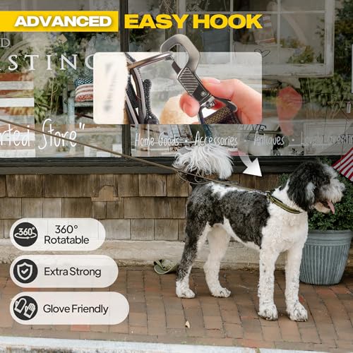 Fida 4 ft Heavy Duty Dog Leash with Padded Handles and Reflective Threads - Brown