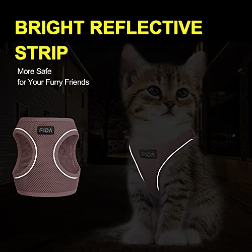 Fida Escape-Proof Cat Harness and Leash Set – Soft Mesh Step-In Vest for Small Kittens and Puppies (XXXS, Pink)