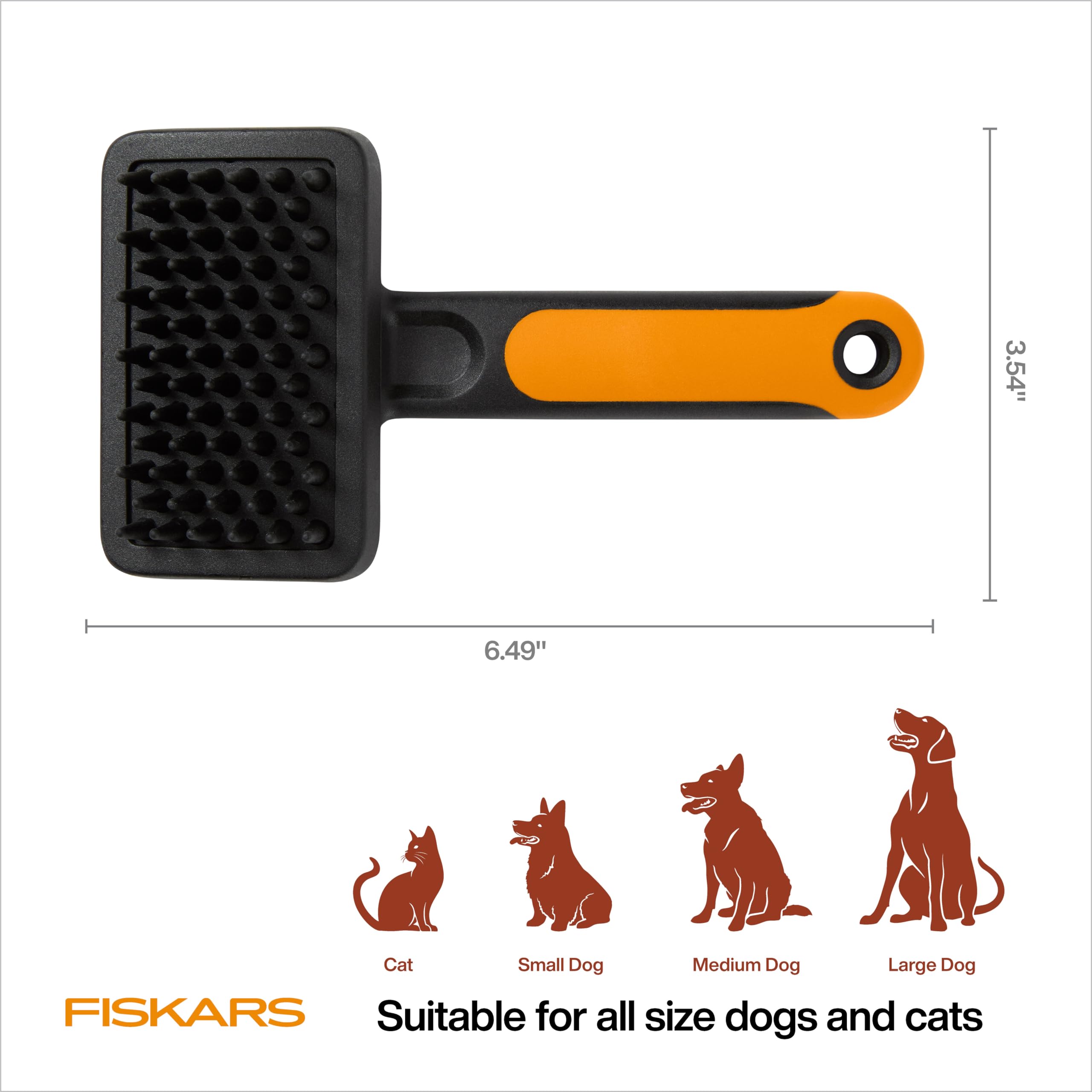 Fiskars Silicone Pet Brush with SoftGrip Handle – Gentle Grooming and Deshedding for Cats and Dogs