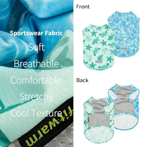 Fitwarm 2-Pack UPF 50+ Dog Shirt, Cooling Vest for Small Dogs, Large, Sky Blue/Mint Green