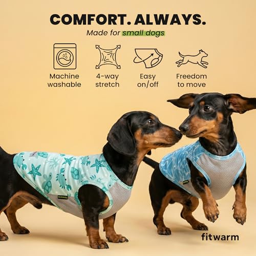 Fitwarm 2-Pack UPF 50+ Dog Shirt, Cooling Vest for Small Dogs, Large, Sky Blue/Mint Green