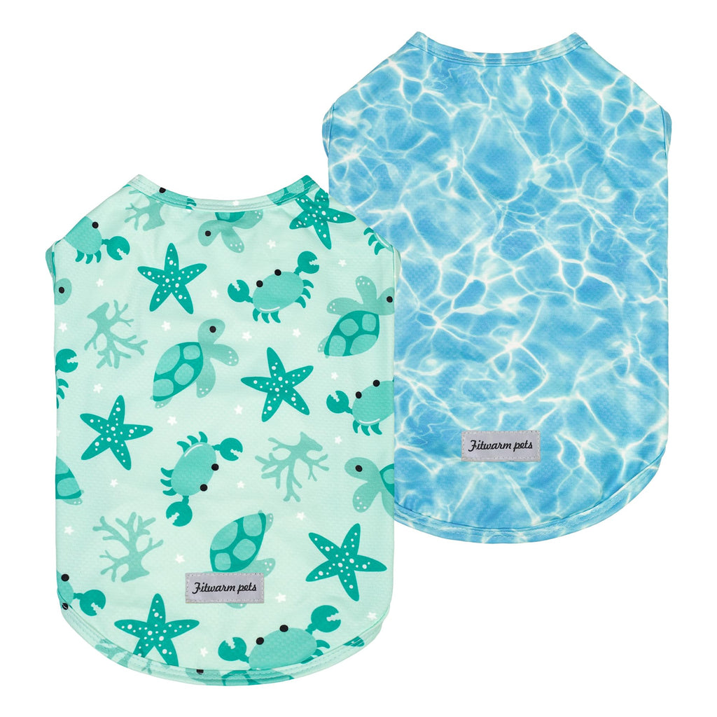 Fitwarm 2-Pack UPF 50+ Dog Shirt, Cooling Vest for Small Dogs, Large, Sky Blue/Mint Green