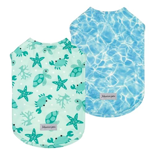 Fitwarm 2-Pack UPF 50+ Dog Shirt, Cooling Vest for Small Dogs, Large, Sky Blue/Mint Green