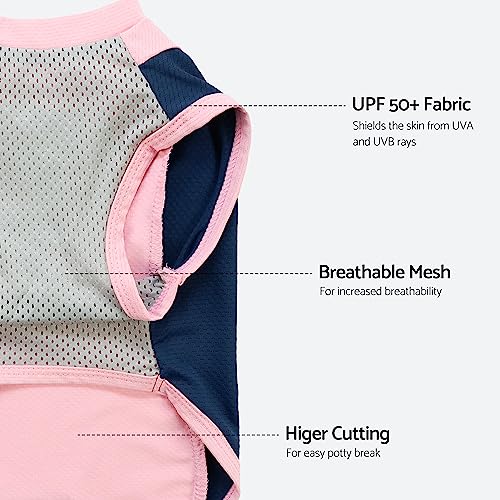 Fitwarm 2-Pack UPF 50+ Sun Protection Dog Shirt for Small Dogs – Lightweight Cooling Vest with Reflective Label, Large, Pink