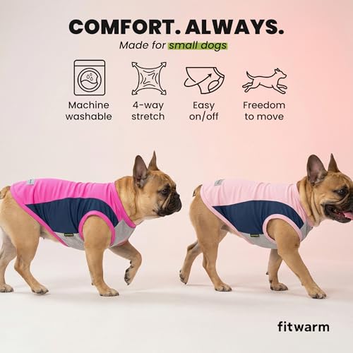 Fitwarm 2-Pack UPF 50+ Sun Protection Dog Shirt for Small Dogs – Lightweight Cooling Vest with Reflective Label, Large, Pink