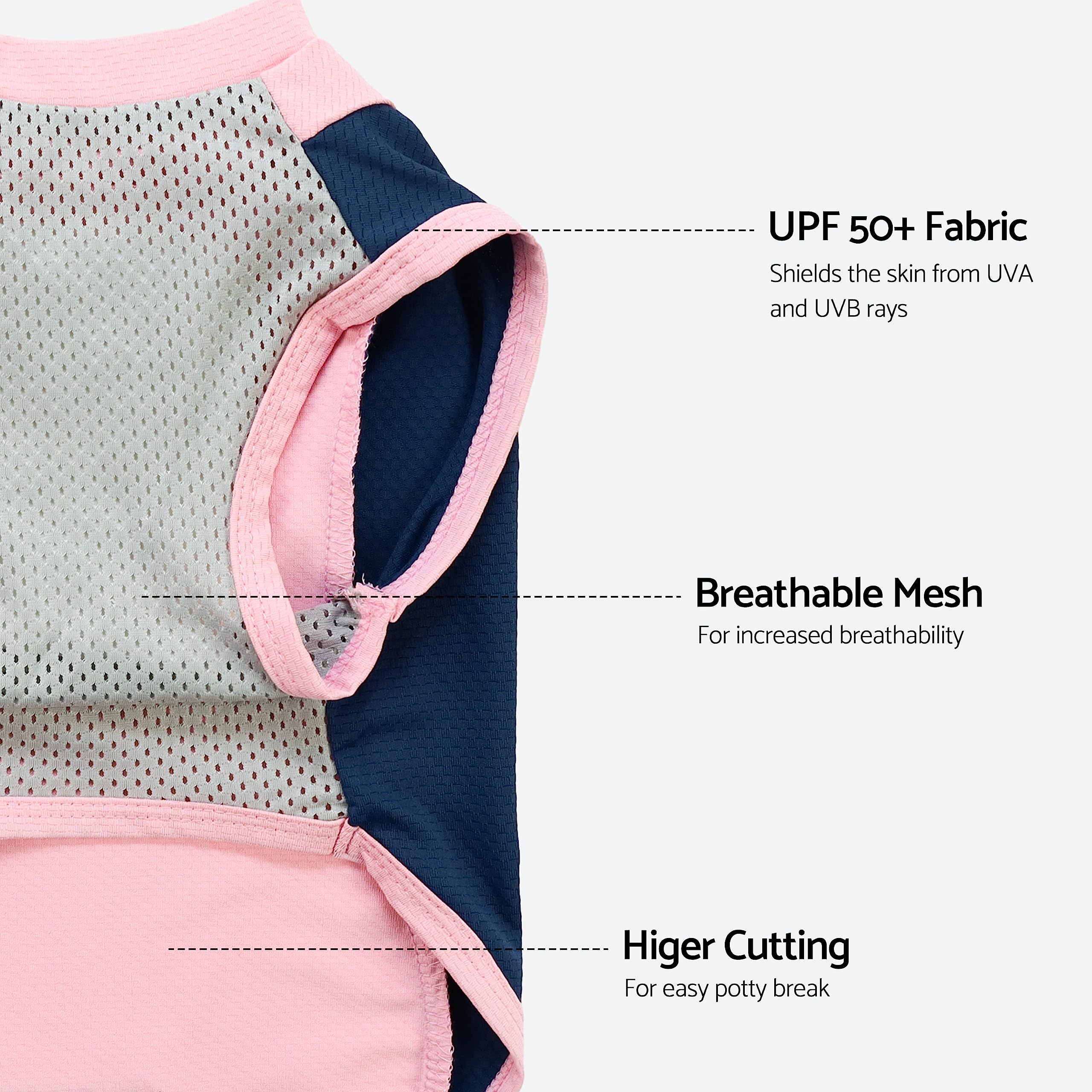 Fitwarm 2-Pack UPF 50+ Sun Protection Dog Shirt for Small Dogs – Lightweight Cooling Vest with Reflective Label, Large, Pink