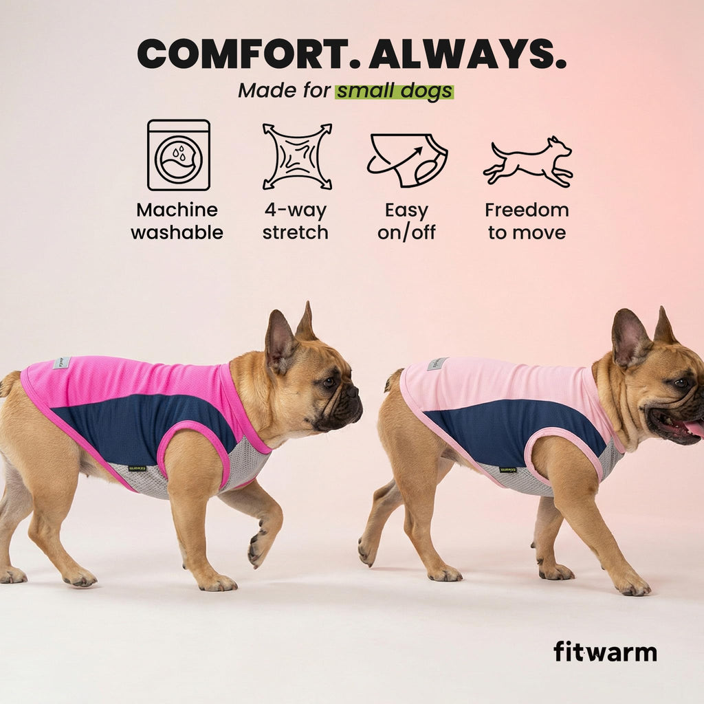 Fitwarm 2-Pack UPF 50+ Sun Protection Dog Shirt for Small Dogs – Lightweight Cooling Vest with Reflective Label, Large, Pink