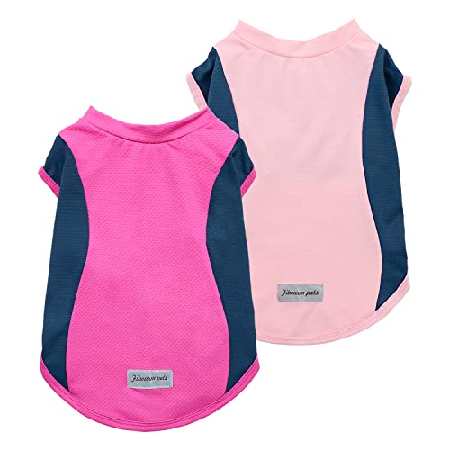 Fitwarm 2-Pack UPF 50+ Sun Protection Dog Shirt for Small Dogs – Lightweight Cooling Vest with Reflective Label, Large, Pink
