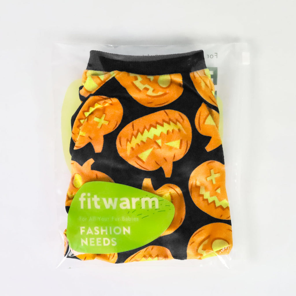 Fitwarm Halloween Pumpkin Dog Pajamas - XXL Velvet Onesie with Feet for Small Dogs and Cats