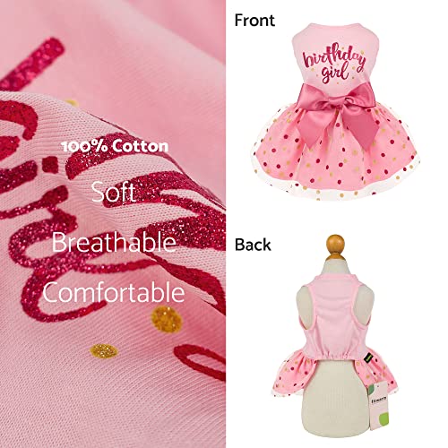 Fitwarm Pink Tulle Birthday Girl Dog Dress for Small Dogs and Cats, Medium