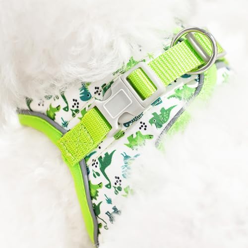 Flymind Bee Pattern Step-In Dog Harness and Leash Set – Soft Mesh Vest Harness for Small Dogs, No-Pull Reflective Design, Size S