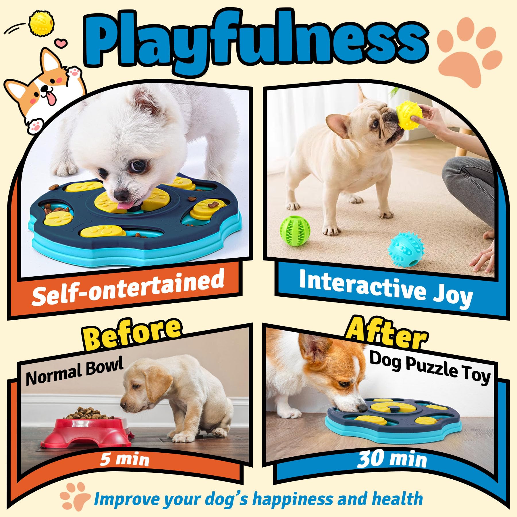 Forfon 9-Piece Dog Puzzle Toy Set: Lick Mats, Treat Balls, and Slow Feeder for Small to Medium Dogs